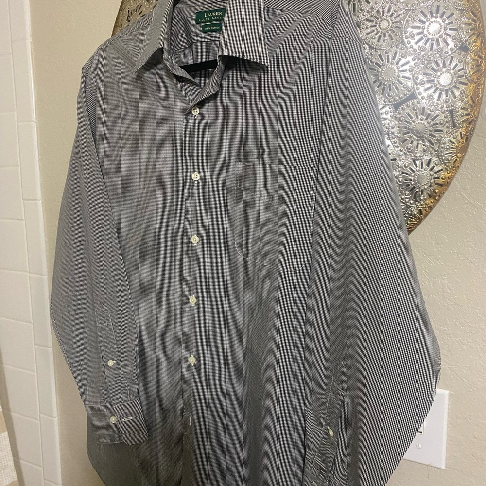 Lauren Ralph Lauren Men's Black and White Checkered Shirt